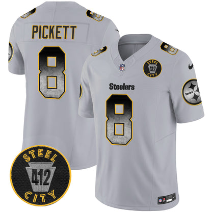 Steelers Arch Smoke 412 Patch Vapor Limited Jersey - All Stitched