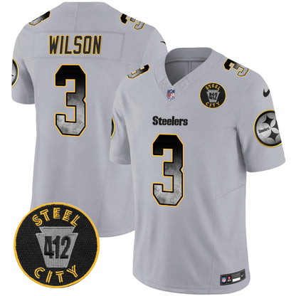 Steelers Arch Smoke 412 Patch Vapor Limited Jersey - All Stitched