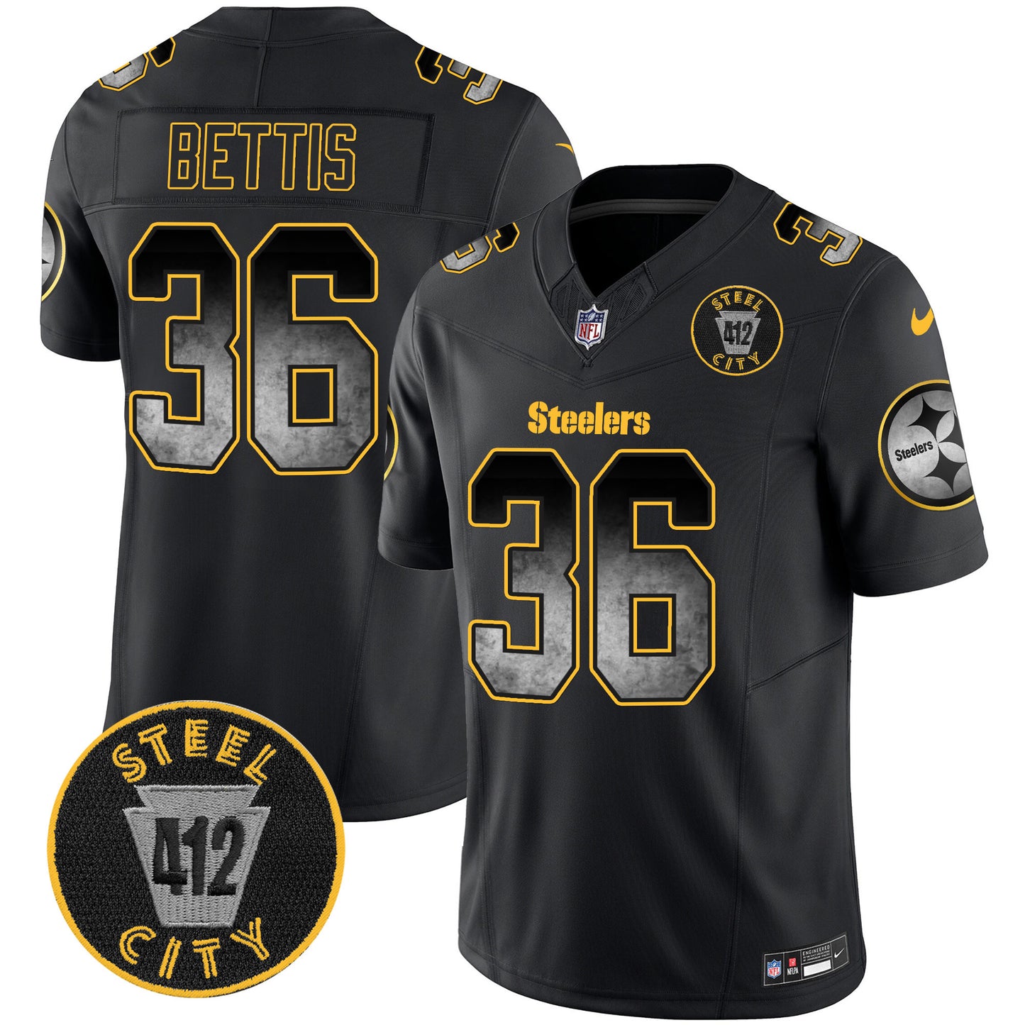 Steelers Arch Smoke 412 Patch Vapor Limited Jersey - All Stitched