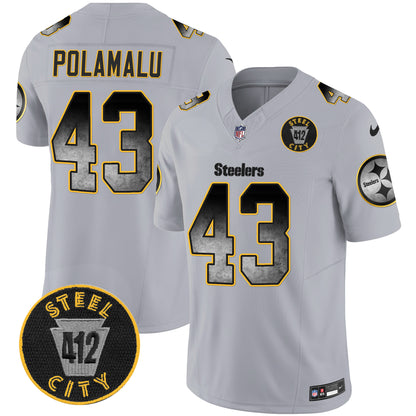 Steelers Arch Smoke 412 Patch Vapor Limited Jersey - All Stitched