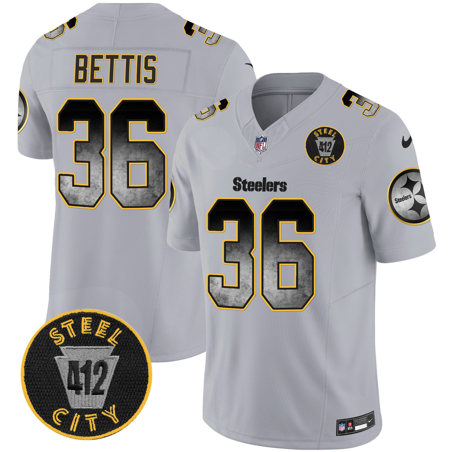 Steelers Arch Smoke 412 Patch Vapor Limited Jersey - All Stitched