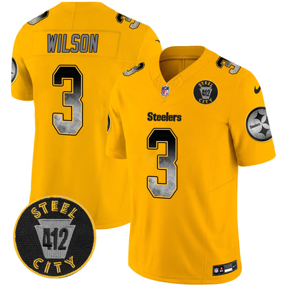 Steelers Arch Smoke 412 Patch Vapor Limited Jersey - All Stitched