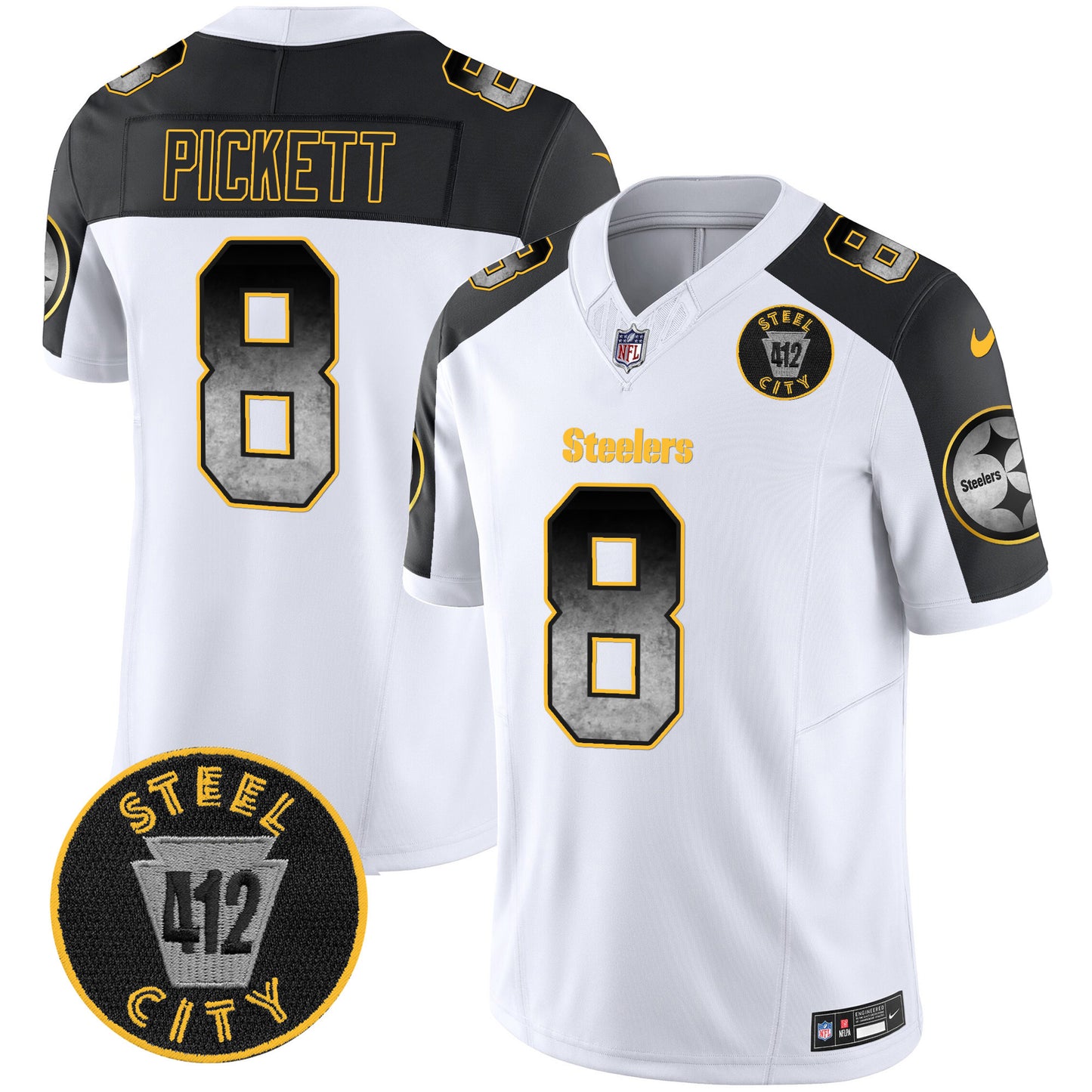 Steelers Arch Smoke 412 Patch Vapor Limited Jersey - All Stitched