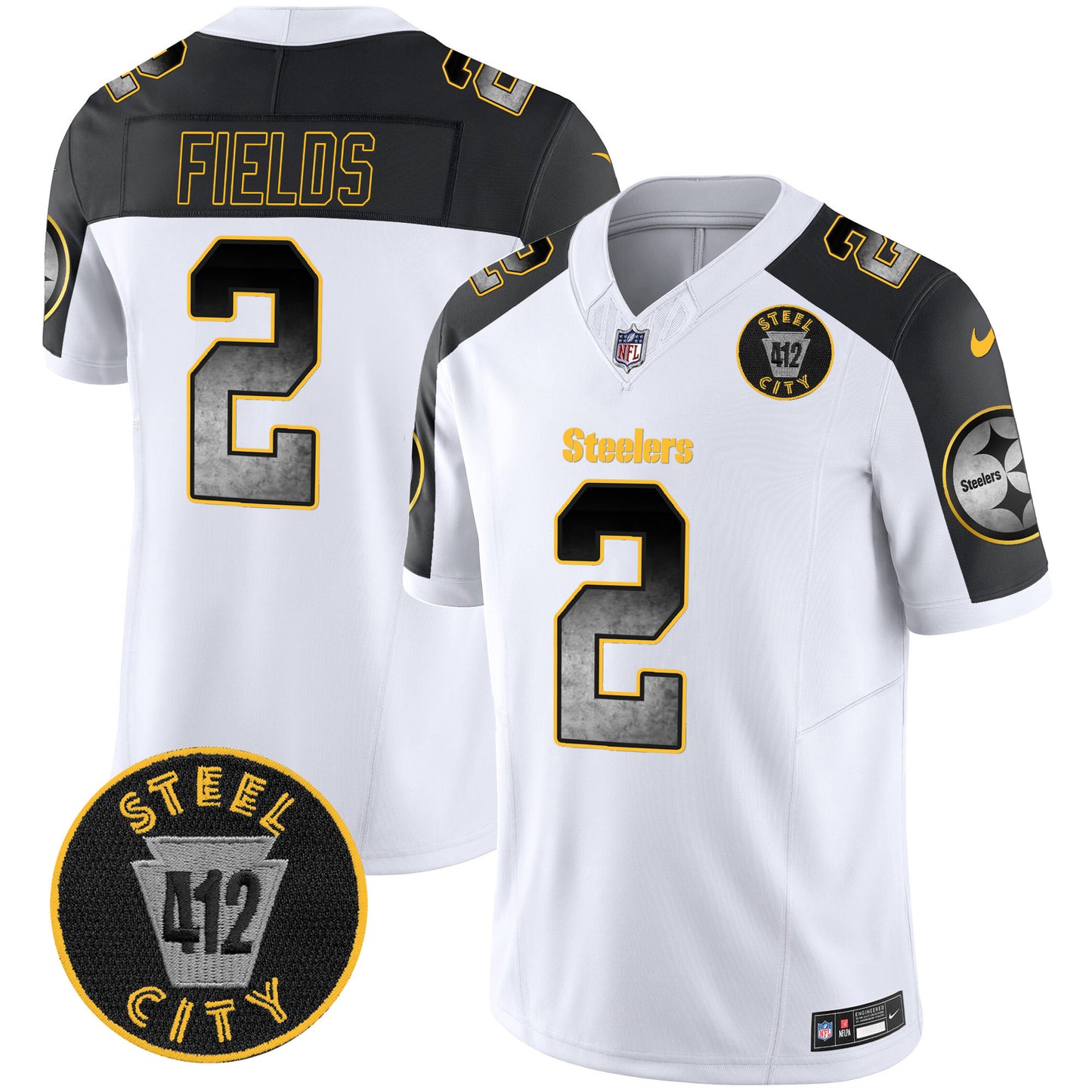 Steelers Arch Smoke 412 Patch Vapor Limited Jersey - All Stitched