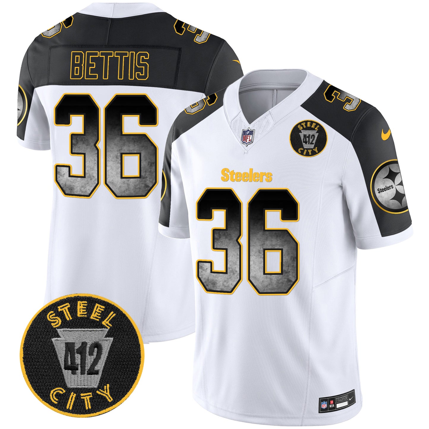 Steelers Arch Smoke 412 Patch Vapor Limited Jersey - All Stitched