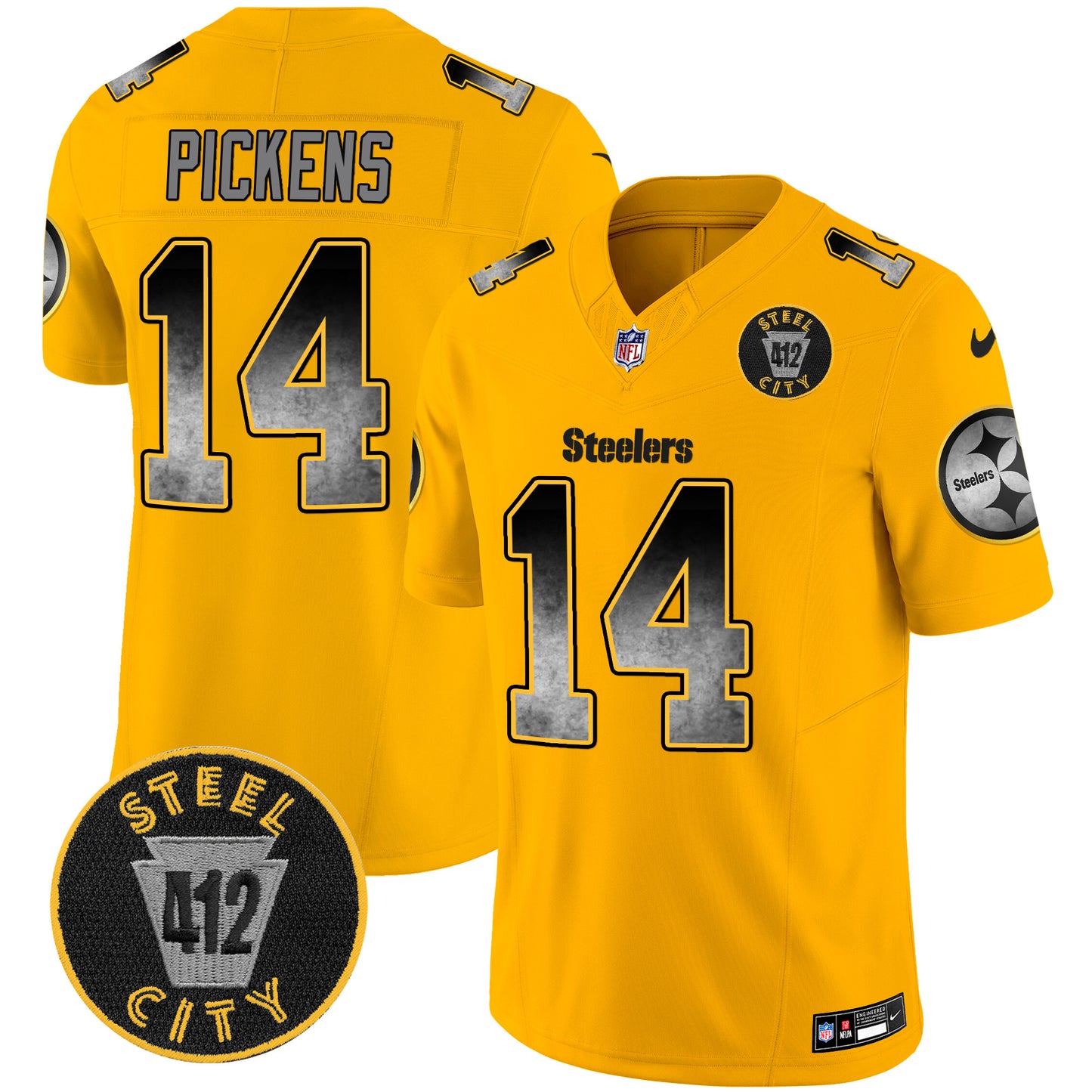 Steelers Arch Smoke 412 Patch Vapor Limited Jersey - All Stitched