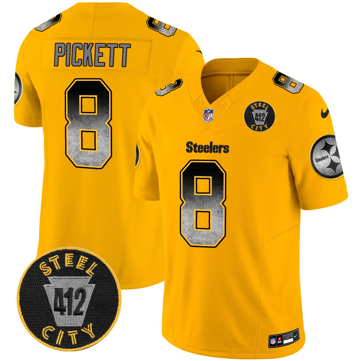 Steelers Arch Smoke 412 Patch Vapor Limited Jersey - All Stitched