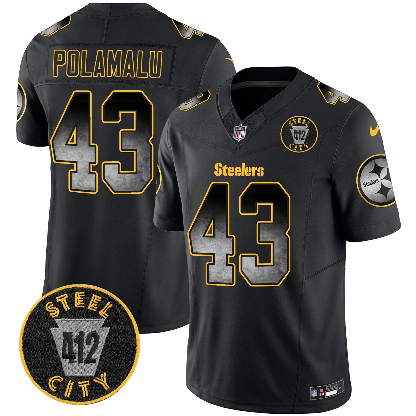 Steelers Arch Smoke 412 Patch Vapor Limited Jersey - All Stitched