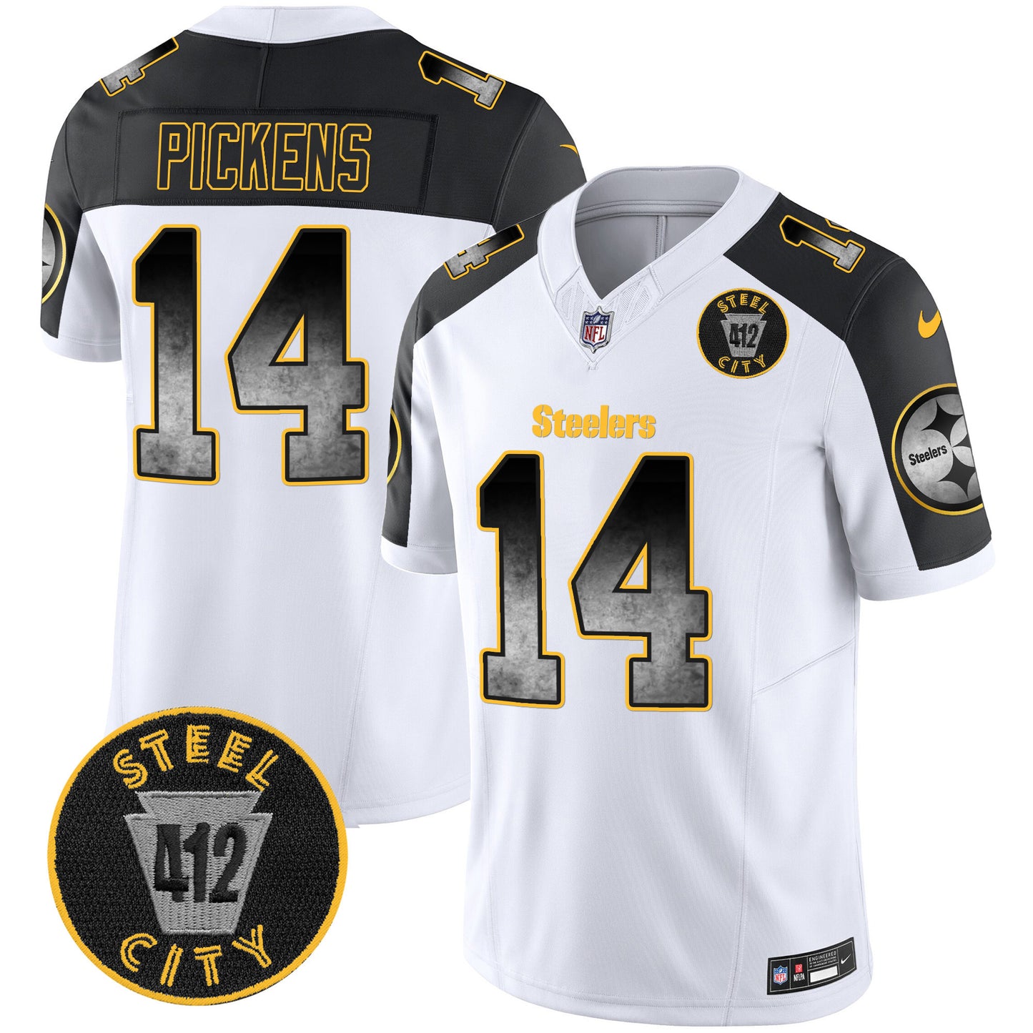 Steelers Arch Smoke 412 Patch Vapor Limited Jersey - All Stitched