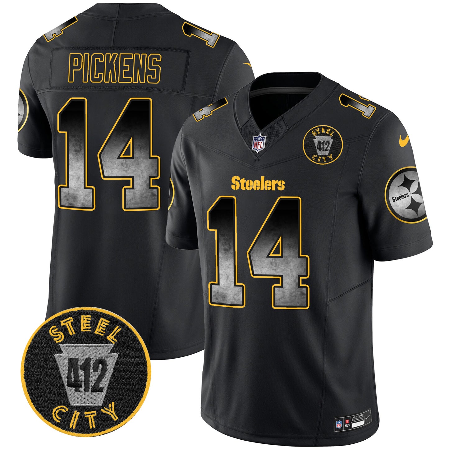 Steelers Arch Smoke 412 Patch Vapor Limited Jersey - All Stitched