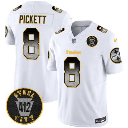 Steelers Arch Smoke 412 Patch Vapor Limited Jersey - All Stitched