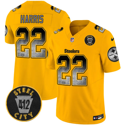 Steelers Arch Smoke 412 Patch Vapor Limited Jersey - All Stitched