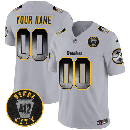 Steelers Arch Smoke 412 Patch Vapor Limited Custom Jersey - All Stitched