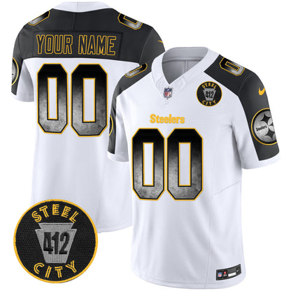 Steelers Arch Smoke 412 Patch Vapor Limited Custom Jersey - All Stitched