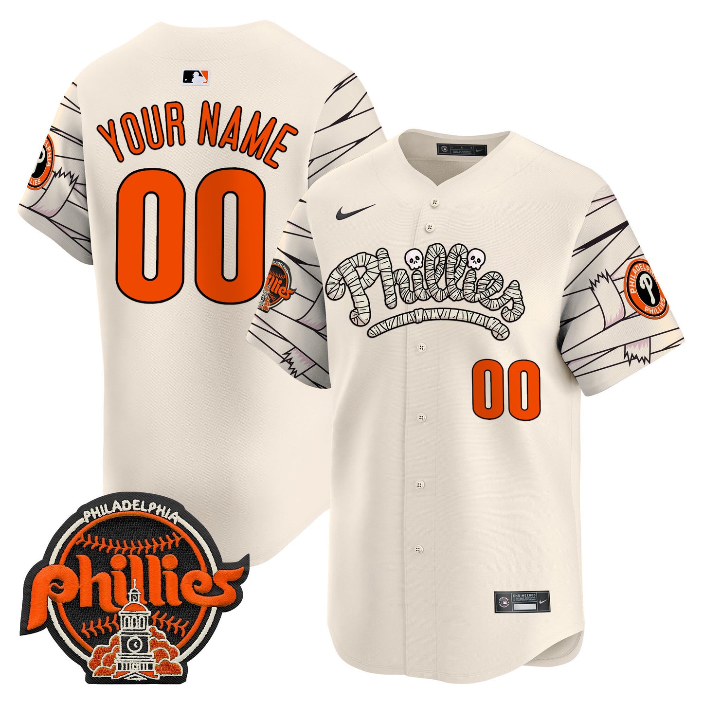 Phillies Halloween Vapor Premier Limited Custom Jersey V2 - All Stitched