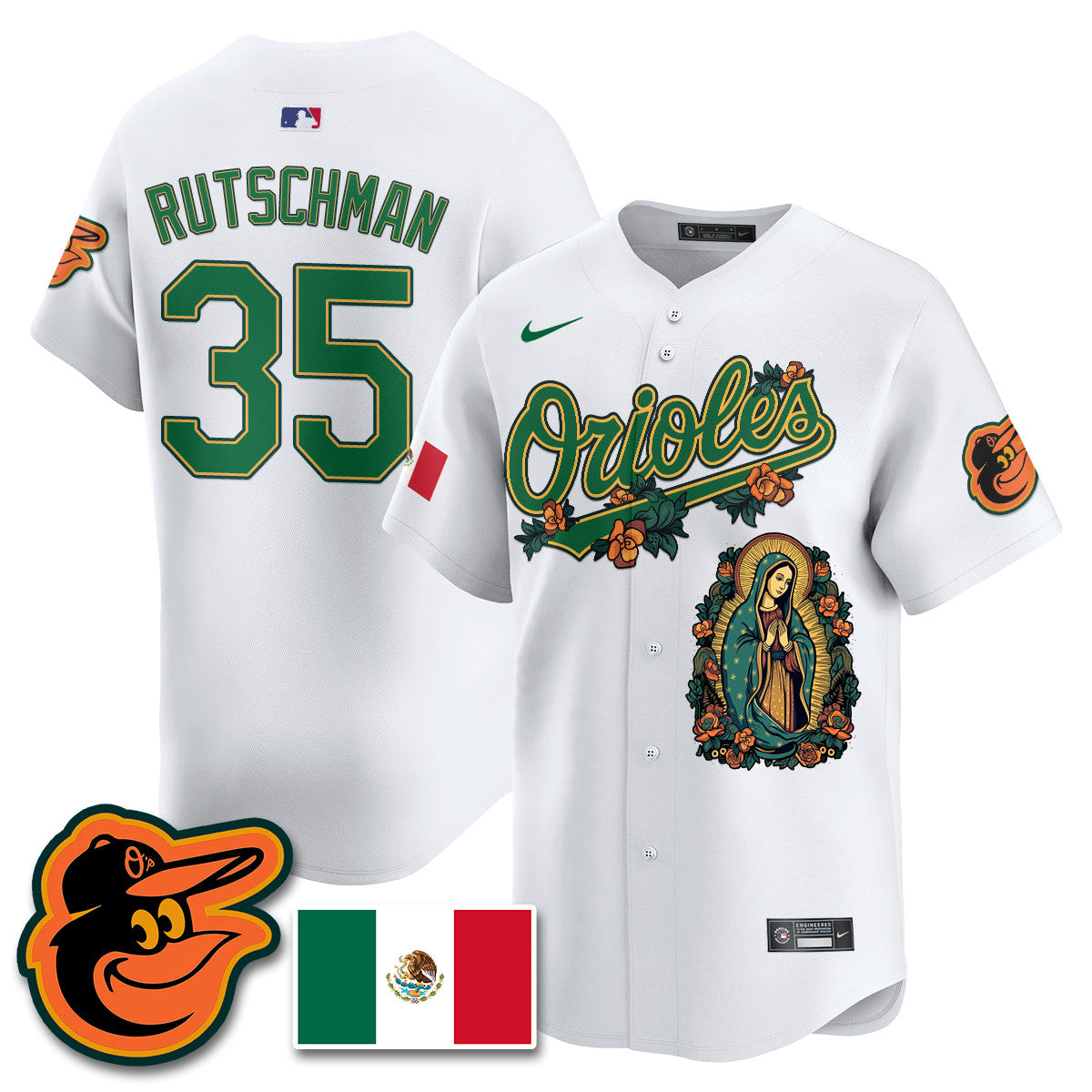 Orioles Mexico Guadalupe Vapor Premier Limited Jersey - Printed