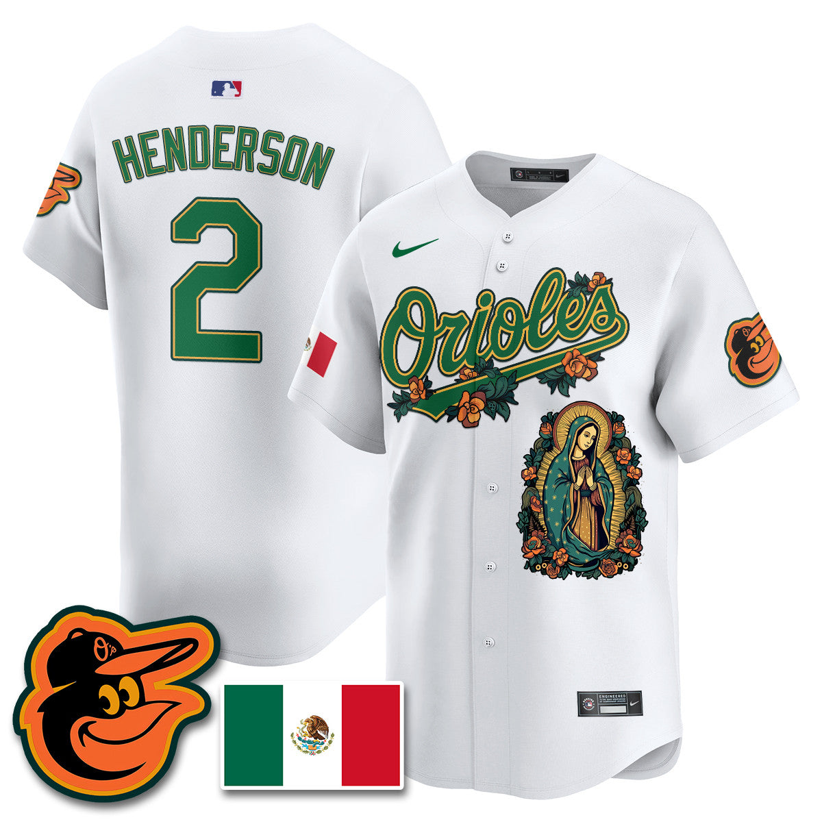 Orioles Mexico Guadalupe Vapor Premier Limited Jersey - Printed