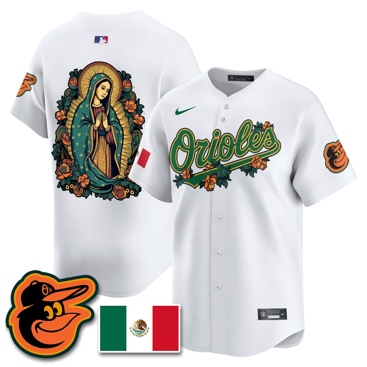 Orioles Mexico Guadalupe Vapor Premier Limited Jersey - Printed