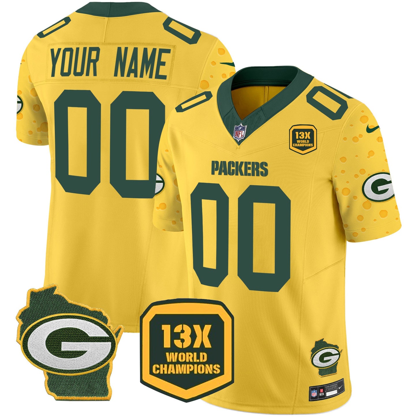 Packers Cheese Vapor Limited Custom Jersey – All Stitched