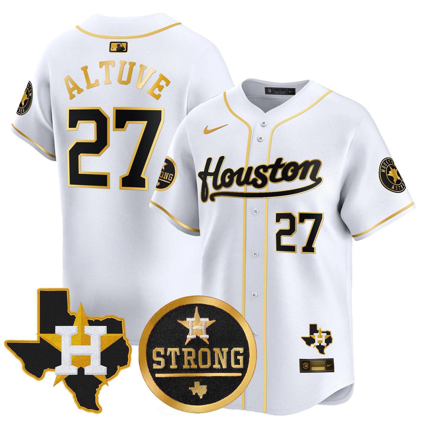 Astros Houston Strong Patch Vapor Premier Limited Jersey - All Stitched