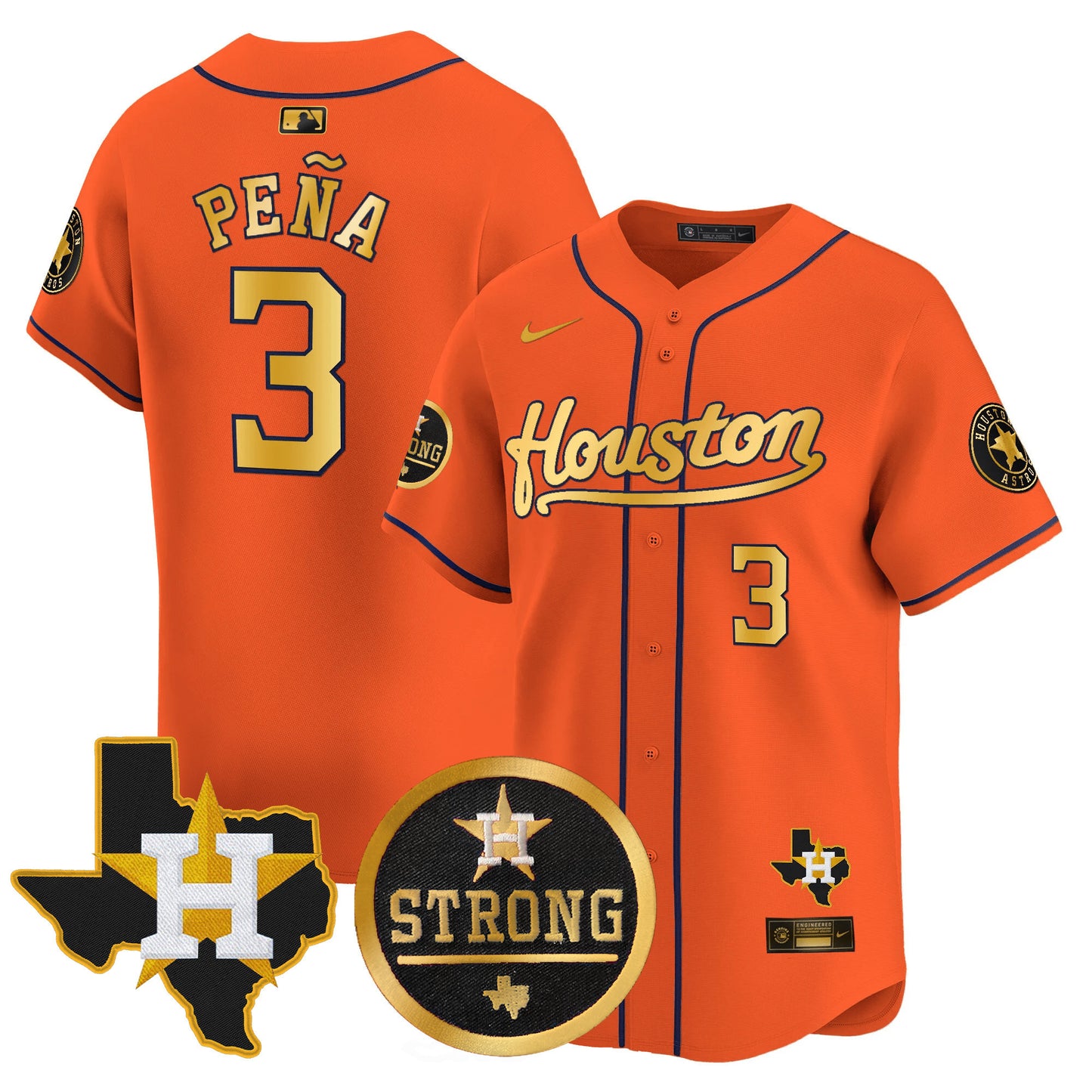 Astros Houston Strong Patch Vapor Premier Limited Jersey - All Stitched