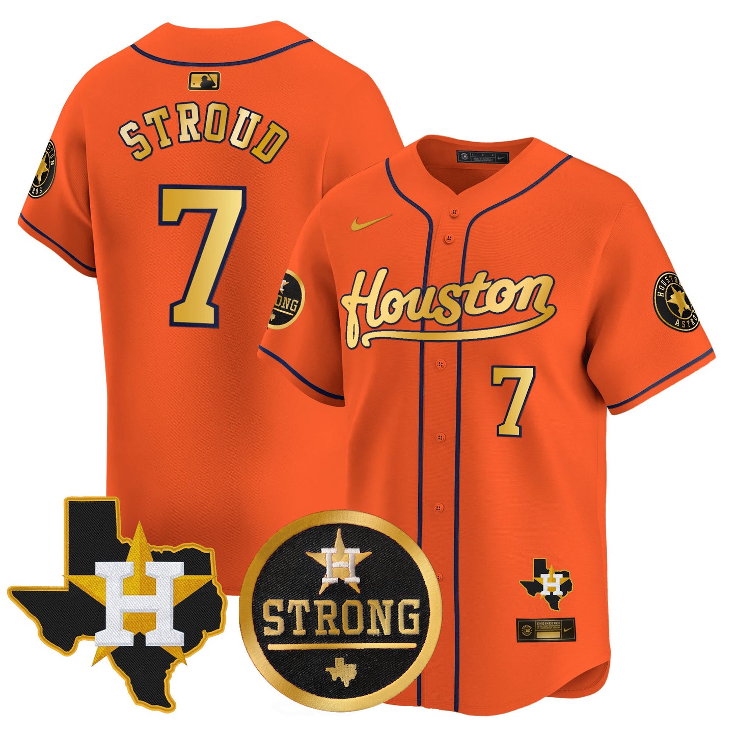 Astros Houston Strong Patch Vapor Premier Limited Jersey - All Stitched