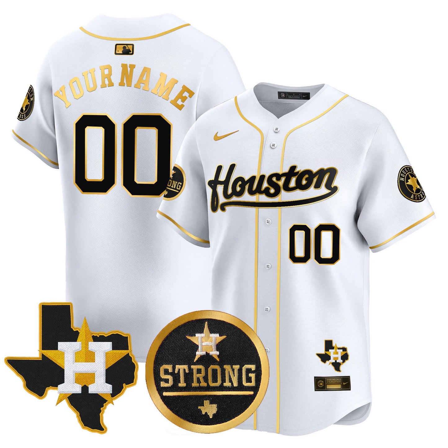 Astros Houston Strong Patch Vapor Premier Limited Custom Jersey - All Stitched