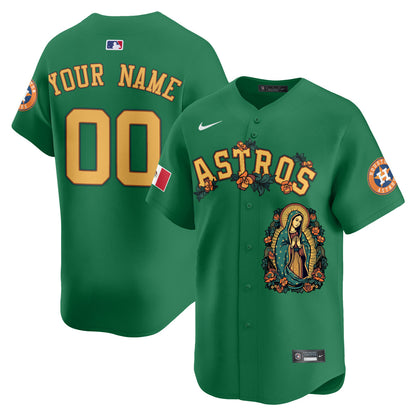 Custom Astros Mexico Guadalupe Vapor Premier Limited Jersey - Printed