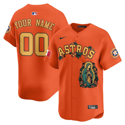 Custom Astros Mexico Guadalupe Vapor Premier Limited Jersey - Printed