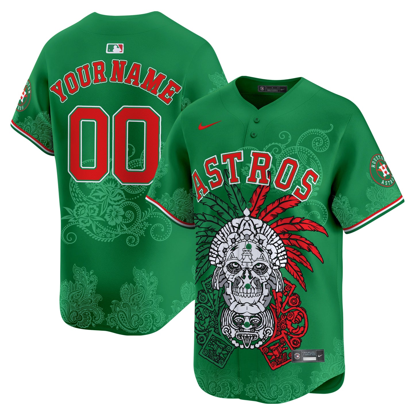 Astros Aztec Warrior Skull Vapor Premier Limited Custom Jersey V2 - Printed