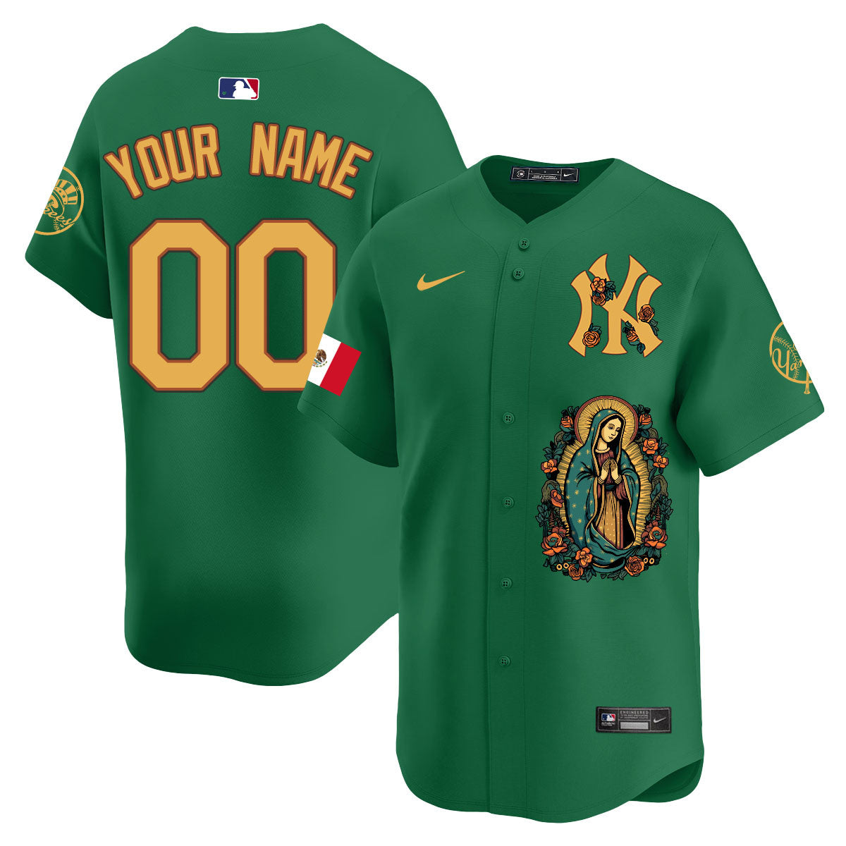 Custom Yankees Mexico Guadalupe Vapor Premier Limited Jersey - Printed