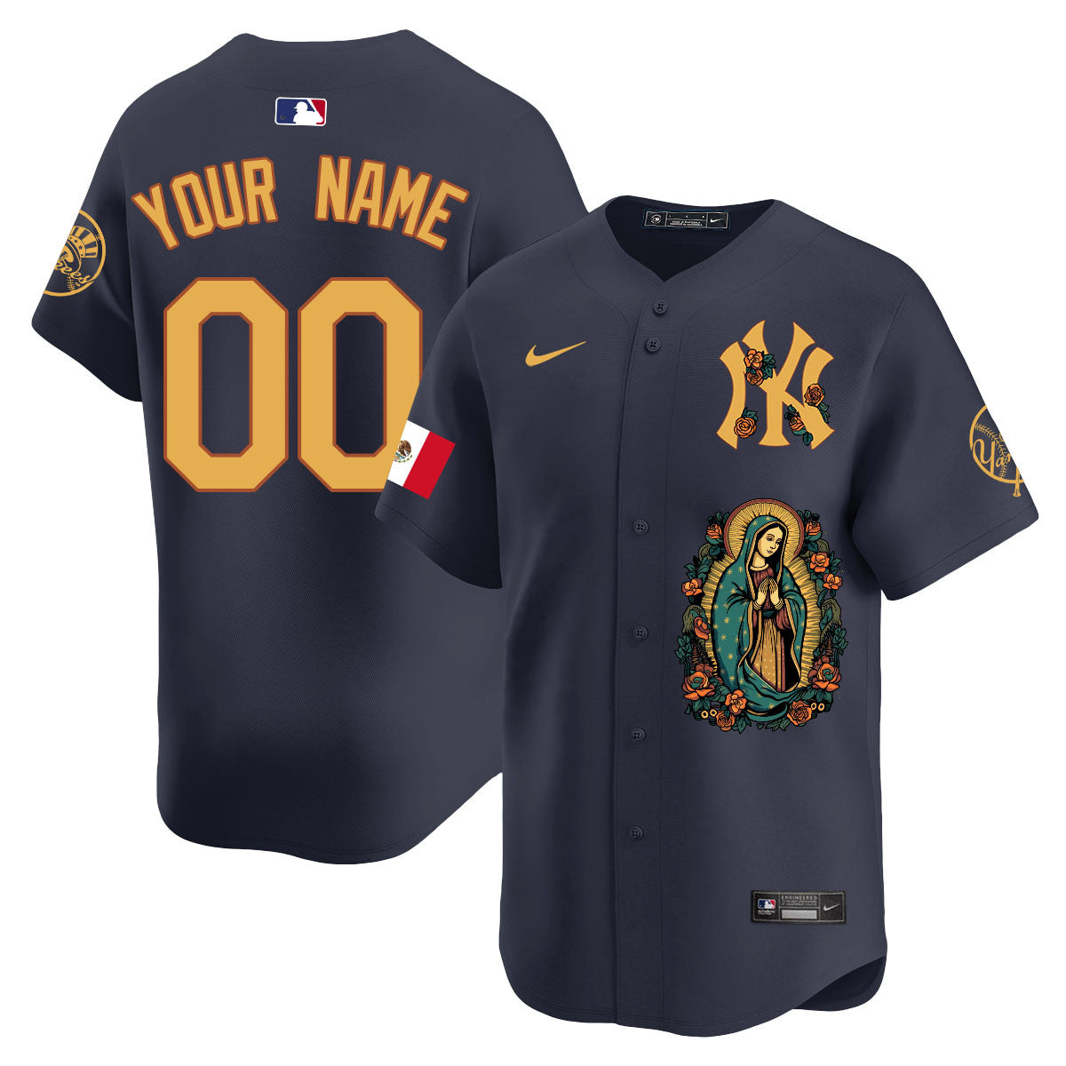 Custom Yankees Mexico Guadalupe Vapor Premier Limited Jersey - Printed