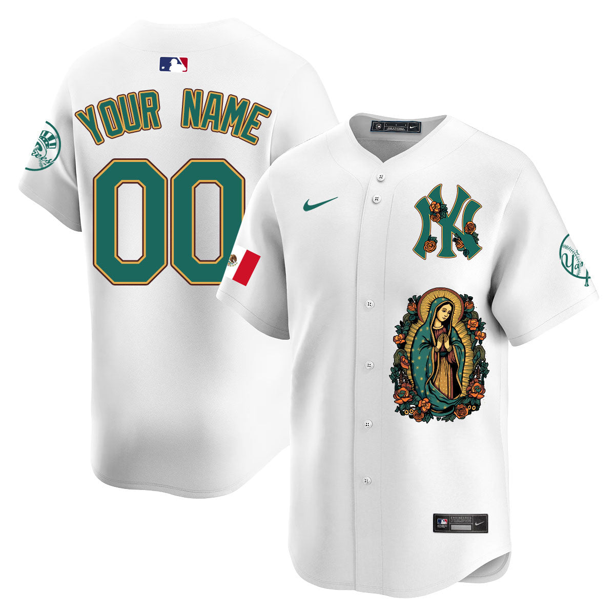 Custom Yankees Mexico Guadalupe Vapor Premier Limited Jersey - Printed