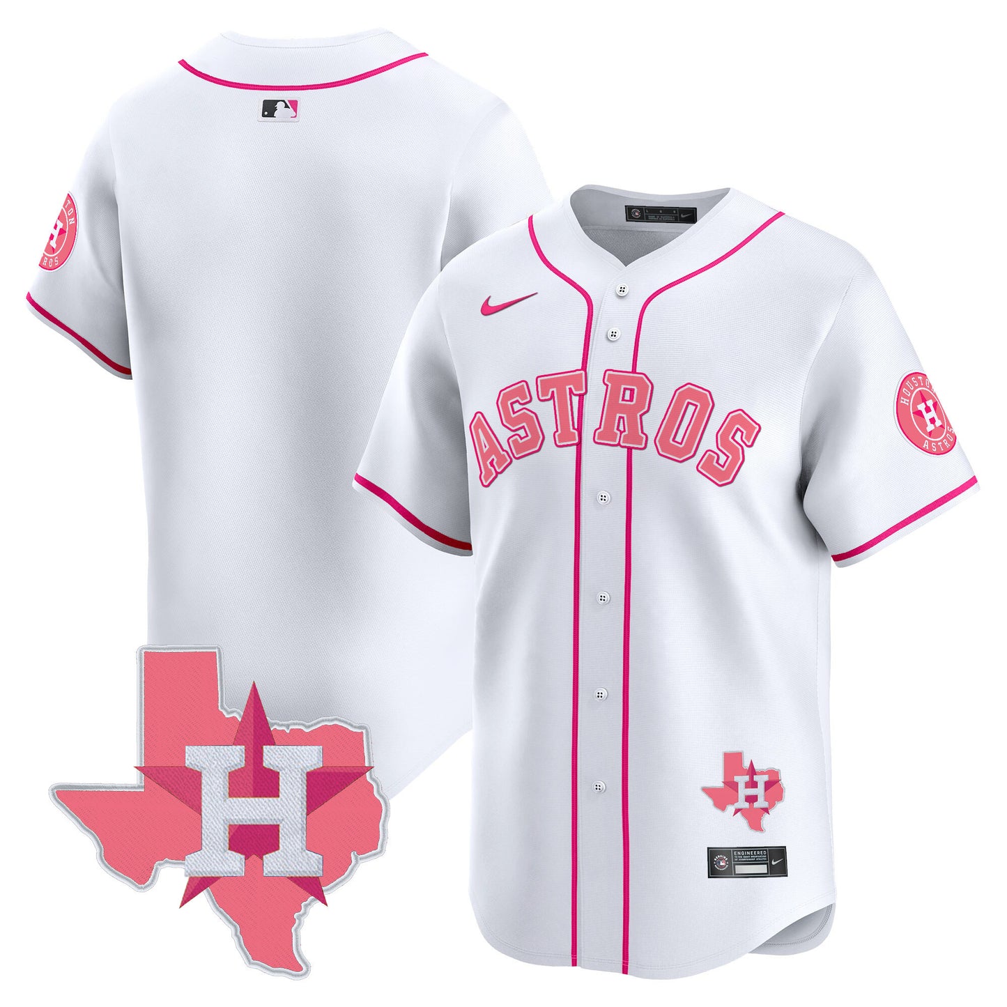 Astros Bubblegum Pink Vapor Premier Limited Jersey V2 - All Stitched