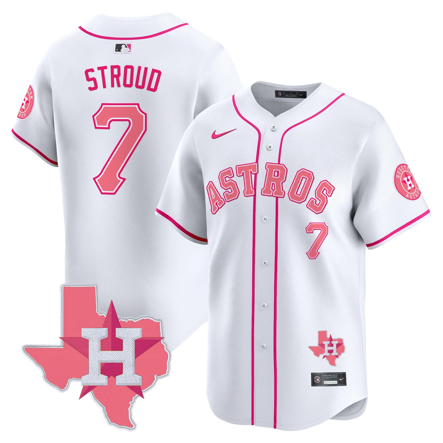 Astros Bubblegum Pink Vapor Premier Limited Jersey V2 - All Stitched