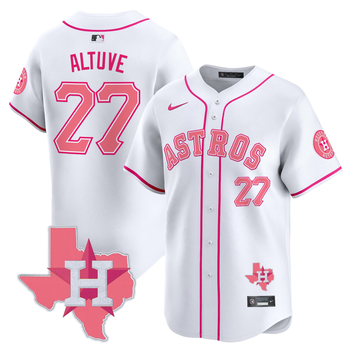 Astros Bubblegum Pink Vapor Premier Limited Jersey V2 - All Stitched