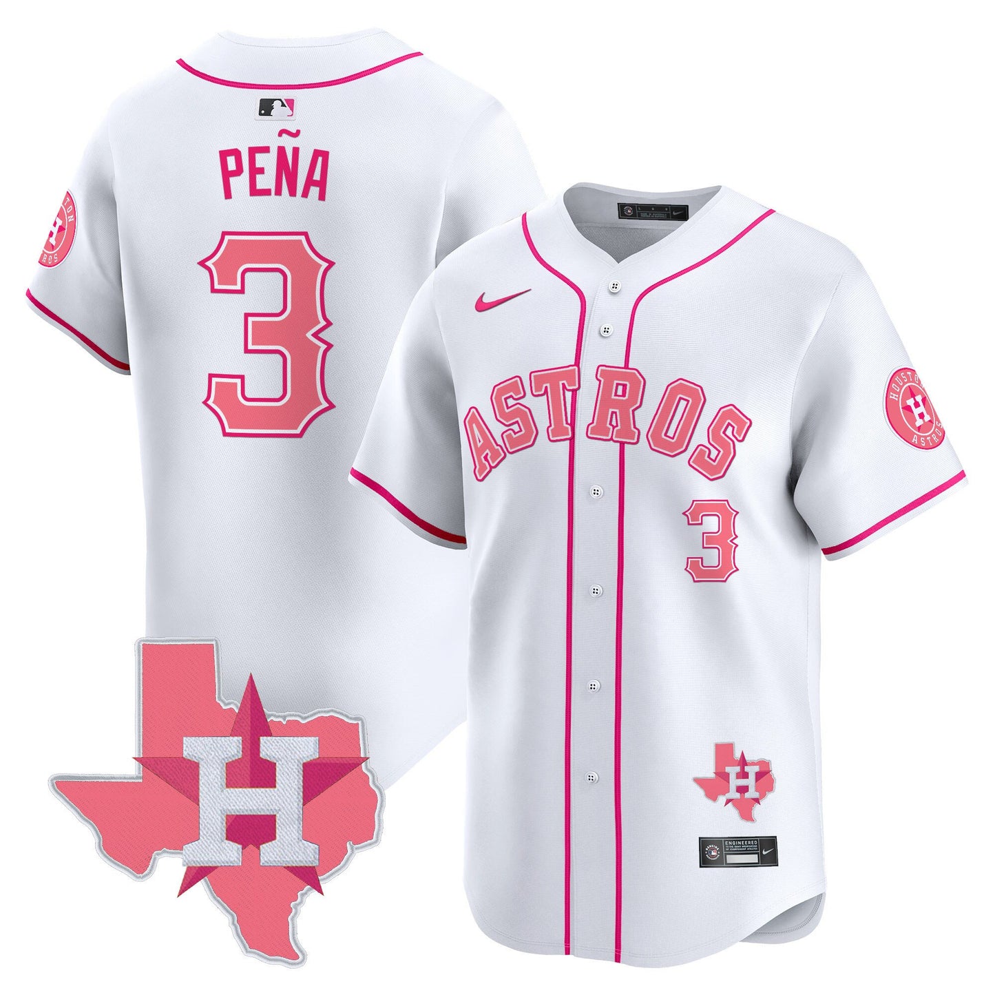 Astros Bubblegum Pink Vapor Premier Limited Jersey V2 - All Stitched