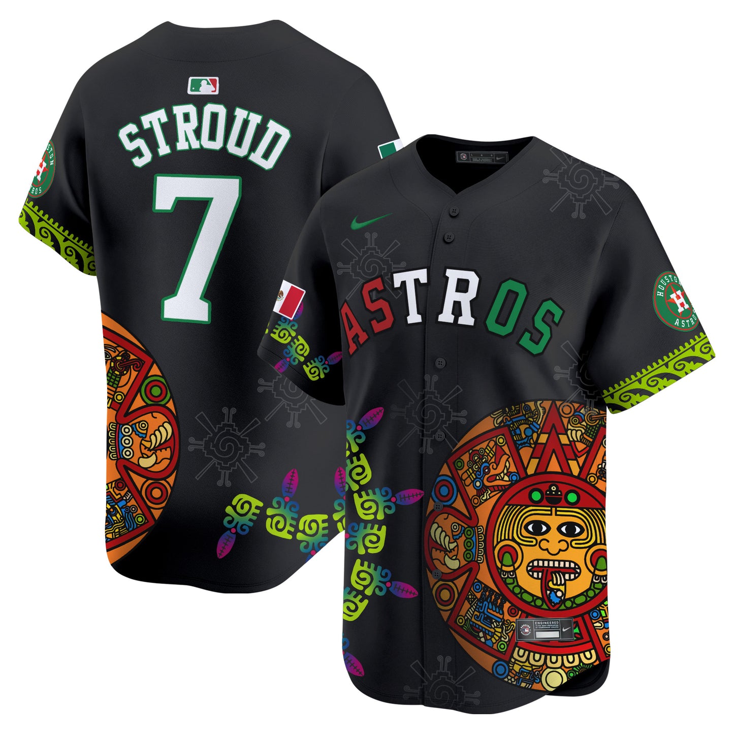 Astros Mexico Aztec Calendar Vapor Premier Limited Jersey - Printed