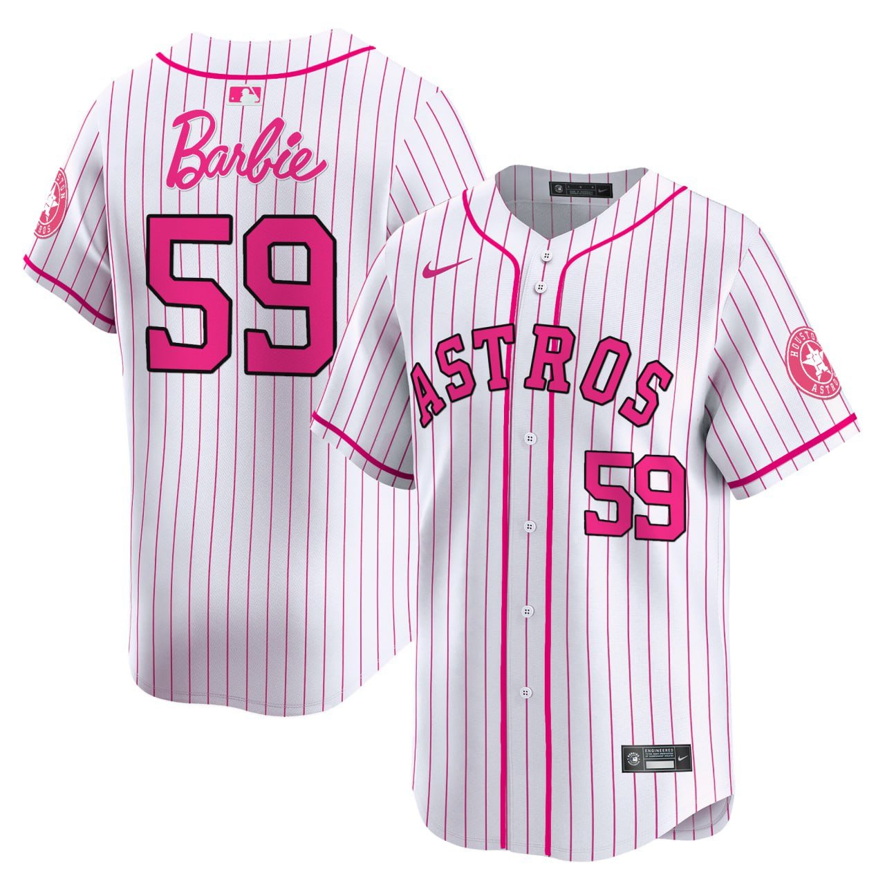 Astros Barbie Pink Stripe Jersey - All Stitched