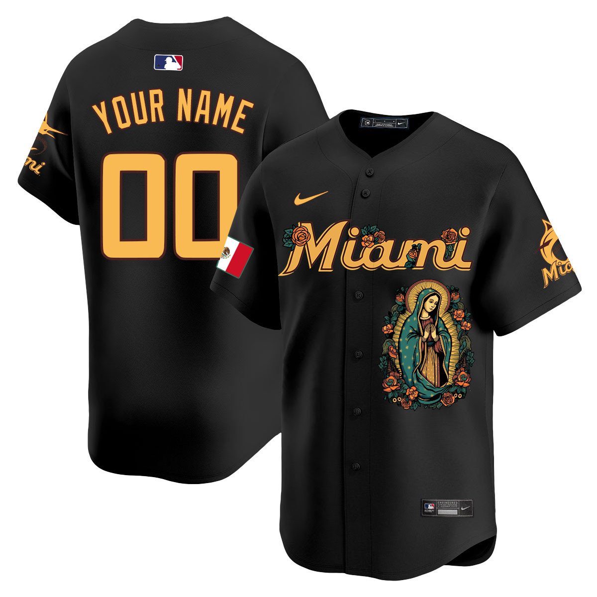 Custom Marlins Mexico Guadalupe Vapor Premier Limited Jersey - Printed