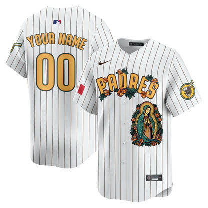 Custom Padres Mexico Guadalupe Vapor Premier Limited Jersey - Printed