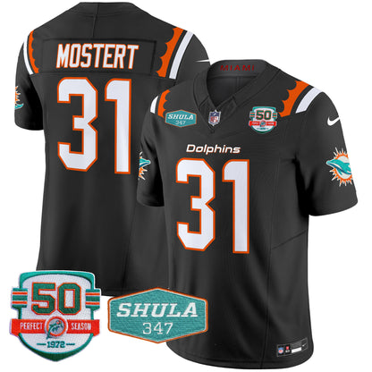 Dolphins 50th & Don Shula 347 Memorial Patch Vapor Limited Jersey - All Stitched