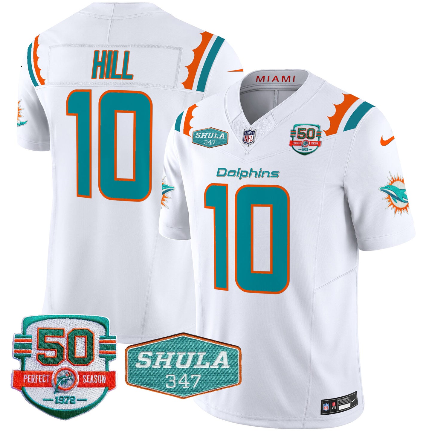 Dolphins 50th & Don Shula 347 Memorial Patch Vapor Limited Jersey - All Stitched