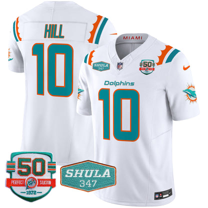 Dolphins 50th & Don Shula 347 Memorial Patch Vapor Limited Jersey - All Stitched