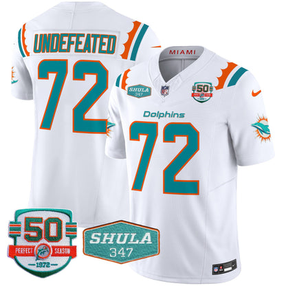 Dolphins 50th & Don Shula 347 Memorial Patch Vapor Limited Jersey - All Stitched