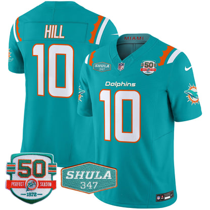 Dolphins 50th & Don Shula 347 Memorial Patch Vapor Limited Jersey - All Stitched