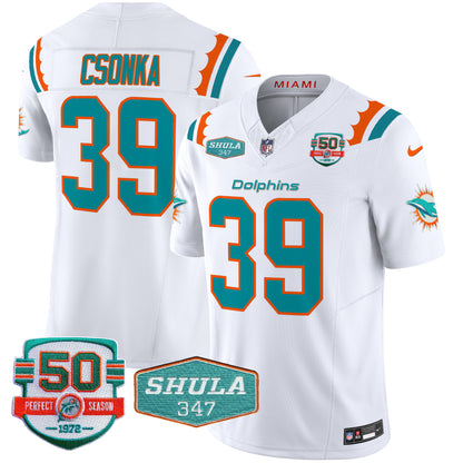 Dolphins 50th & Don Shula 347 Memorial Patch Vapor Limited Jersey - All Stitched