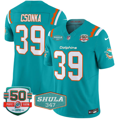 Dolphins 50th & Don Shula 347 Memorial Patch Vapor Limited Jersey - All Stitched