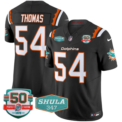 Dolphins 50th & Don Shula 347 Memorial Patch Vapor Limited Jersey - All Stitched