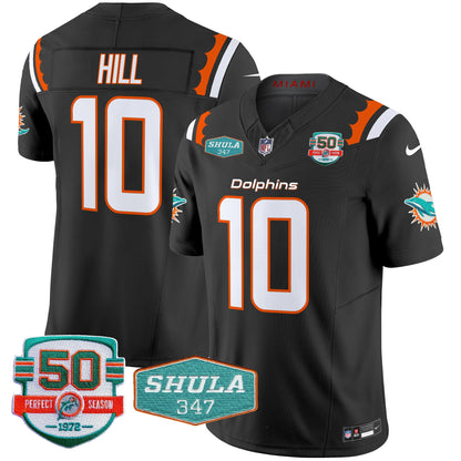 Dolphins 50th & Don Shula 347 Memorial Patch Vapor Limited Jersey - All Stitched